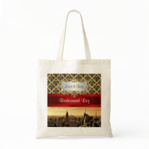 NY City Skyline Sepia B4 Damask Canvas Bag