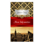 NY City Skyline Sepia B4 Damask Info Card Business Card Templates