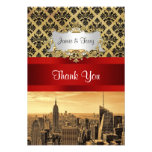 NY City Skyline Sepia B4 Damask Thank You Personalized Invite