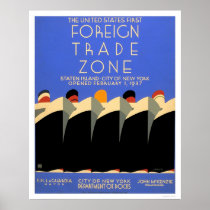 NY Foreign Trade Zone 1937 WPA Poster