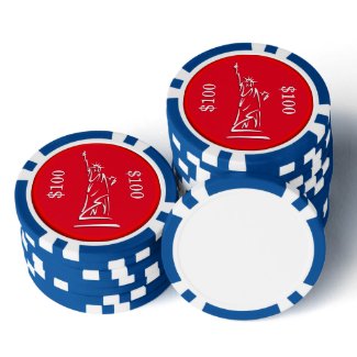 NY Lady Liberty Red White and Blue Poker Chips