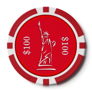 NY Lady Liberty Red White and Blue Poker Chips