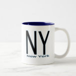 NY New York blue outline Mugs