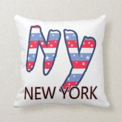 NY - New York Quote Red White and Blue Pillows