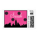 NY skyline hot pink and black personalized stamp by smallfrypress NY skyline hot pink and black personalized stamp
