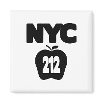 NYC 212 Cut Out of Big Apple, No Outline, 1 Color magnets