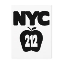 NYC 212 Cut Out of Big Apple, No Outline, 1 Color postcards