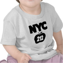 NYC 212 Cut Out of Big Apple, No Outline, 1 Color T Shirts