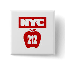 NYC 212 Cut Outof Big Apple in Red, 1 Color buttons