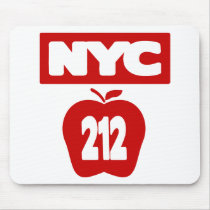 NYC 212 Cut Outof Big Apple in Red, 1 Color Mouse Pad