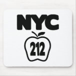 NYC 212 Inside of Big Apple Outline, 1 Color Mouse Pads