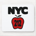 NYC 212 Inside of Big Apple With Outline, 2 Color Mousepad