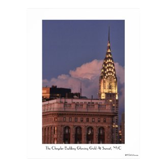 NYC Chrysler Building aglow in gold w/ Flatiron Poster