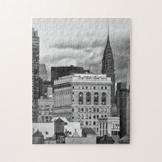 NYC: Chrysler Building, Back of Flatiron B&W 001 Jigsaw Puzzle