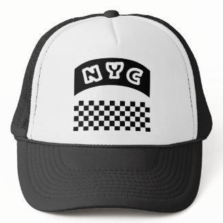NYC Cutout With Taxi Checkerboard And Banner hat