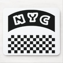 NYC Cutout With Taxi Checkerboard And Banner Mousepads