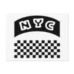 NYC Cutout With Taxi Checkerboard And Banner Post Card