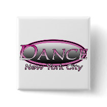 NYC Dance Hot Pink Logo Button Square WHT