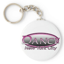 NYC Dance Hot Pink Logo Keychain WHT