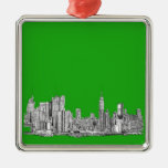 NYC drawing bright green Ornament