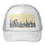 NYC drawing in cream ivory Hat