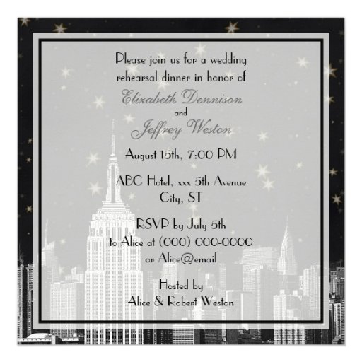 NYC ESB Skyline Etched Black Starry Rehearsal Din Custom Announcement