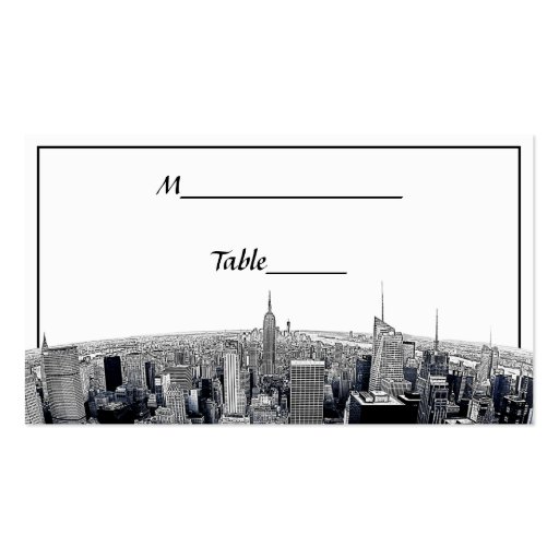 NYC Etched Fisheye Skyline BW Purple Escort Cards Business Cards (back side)