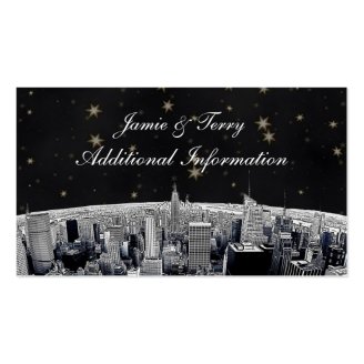 NYC Etched Skyline Blue Gold Stars Insert Card Business Card Templates