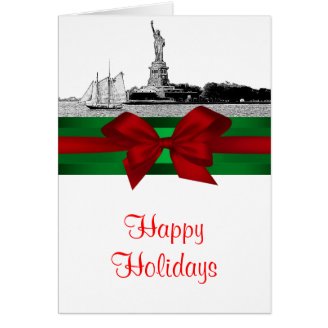 NYC Etched Statue of Liberty Christmas Holiday Greeting Cards