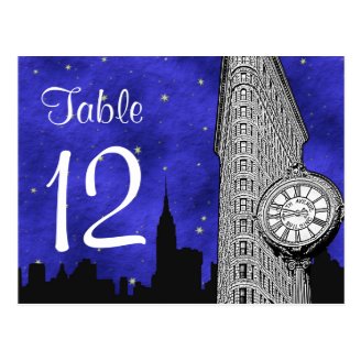 NYC Flatiron Skyline Silhouette Bl S2 Table Number Post Cards