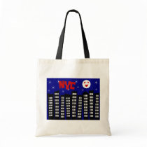 NYC Funky Skyline With Buildings, Moon & Stars Bag