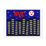 NYC Funky Skyline With Buildings, Moon & Stars Post Card