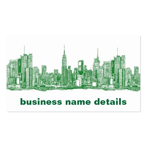 NYC green sketch Business Card Template (back side)