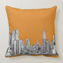 NYC In orange Throw Pillow