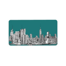 NYC in turquoise green Custom Address Label