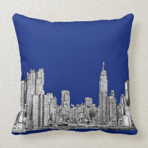 NYC ink royal blue Pillows