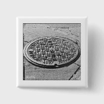 NYC Manhole Cover Square Button buttons