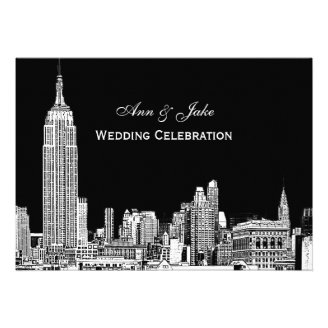 NYC Skyline 01 Etched DIY BG Color Wedding Invite