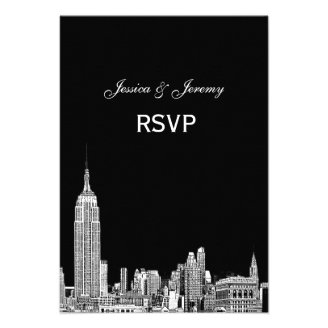 NYC Skyline 01 Etched RSVP #2 Invitations