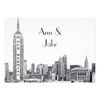 NYC Skyline 01 Etched Wedding Invite