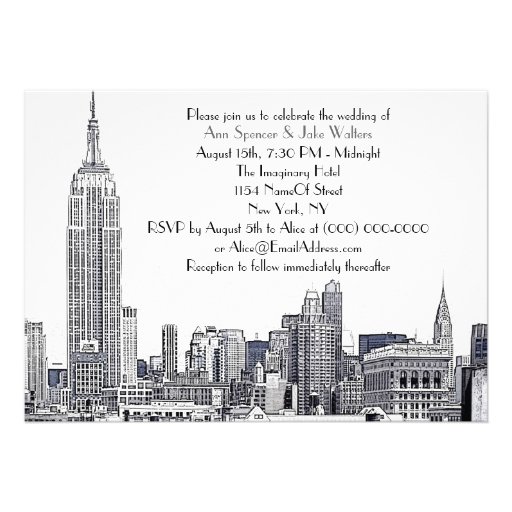 NYC Skyline 01 Etched Wedding Invite 2