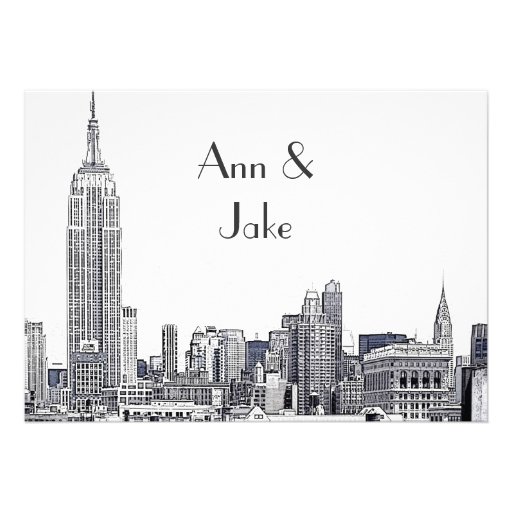NYC Skyline 01 Etched Wedding Invite 2