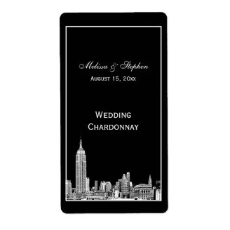 NYC Skyline 01 Etched Wine Label