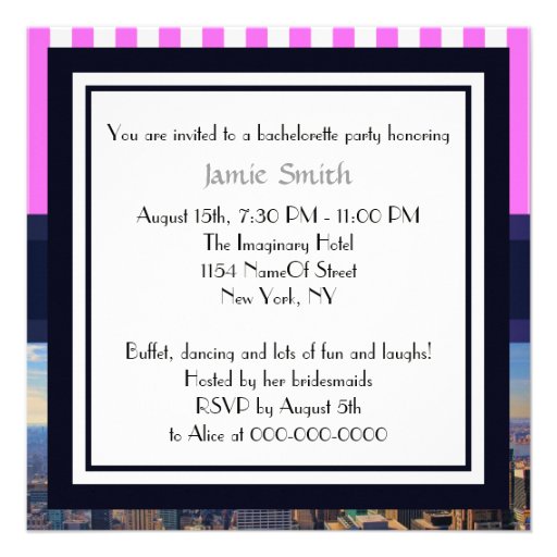 NYC Skyline B2 Bachelorette Party Invitation