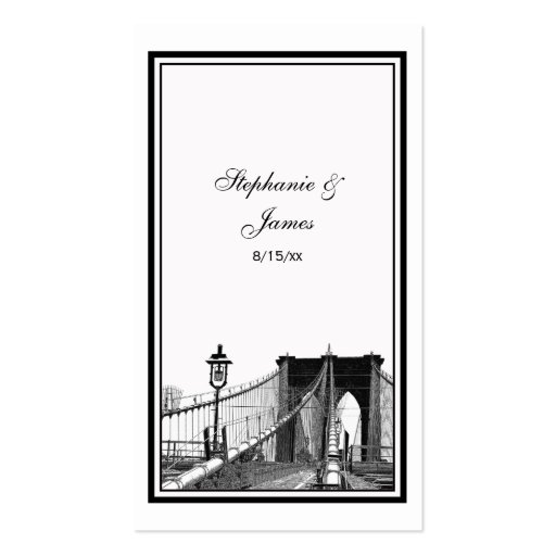 NYC Skyline Bklyn Bridge #2 Etched Escort Cards Business Cards (front side)