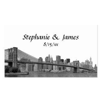 NYC Skyline Bklyn Bridge Etched Place Cards Business Card