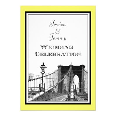 NYC Skyline Brooklyn Bridge #1 Etched Wedding Announcement