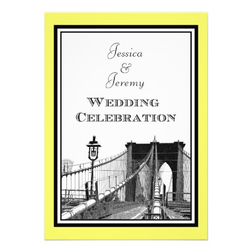 NYC Skyline Brooklyn Bridge #1 Etched Wedding Announcement