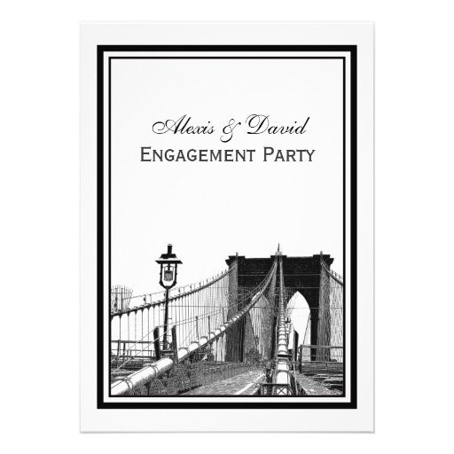 NYC Skyline Brooklyn Bridge #2 Engagement Personalized Announcements
