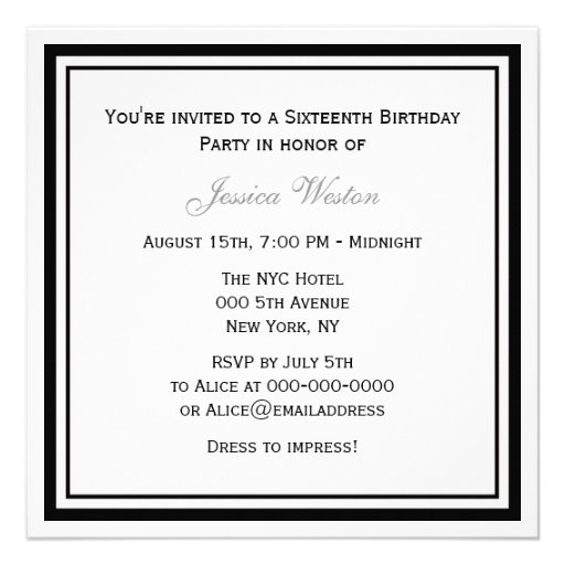 NYC Skyline Brooklyn Bridge #2 SQ Sweet 16 Party Personalized Invite
